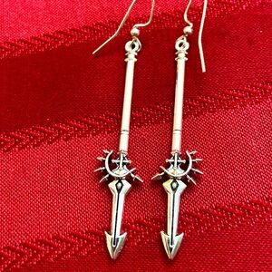 5/$10❤️❤️❤️NEW TIBETAN SILVER SWORD WEAPON DANGLING EARRINGS BY ALYCE RANCOUR